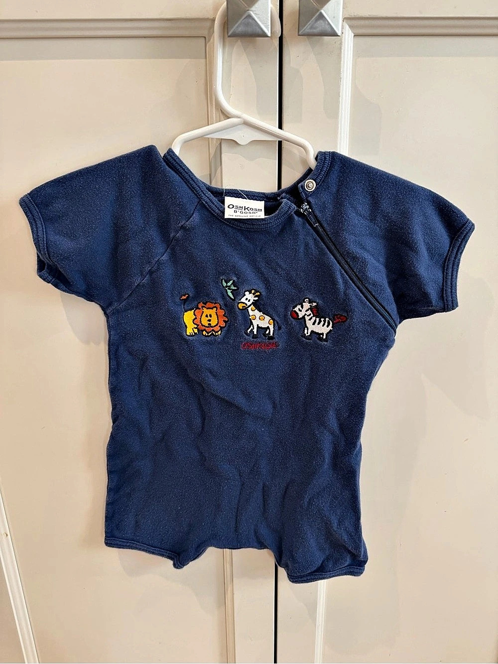 Vintage OshKosh B’Gosh Baby Blue Embroidered Romper Size 12M